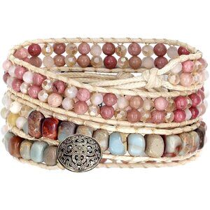Boho Beaded Bracelets Natural Stone Adjustable Wrap Jewelry for Women